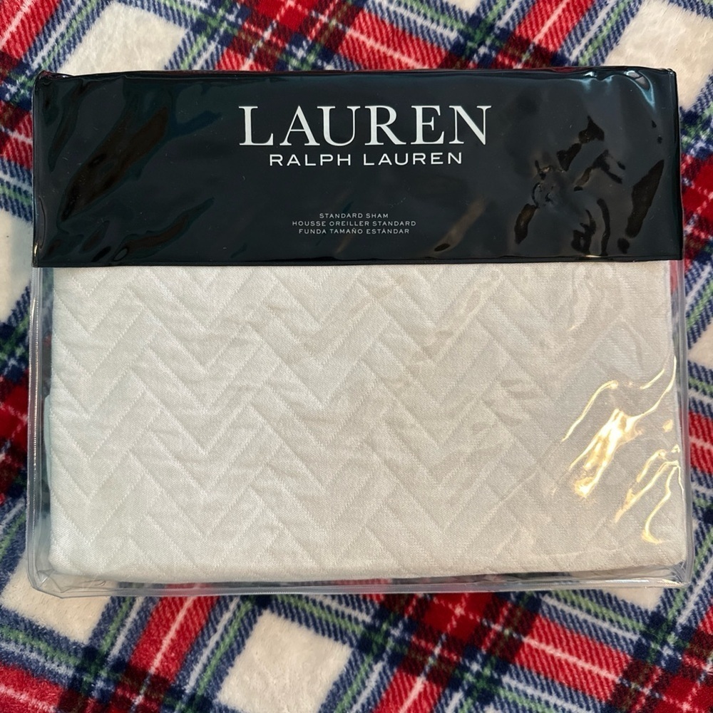 Ralph Lauren Kaia Matelassé Standard Pillow Sham 20" X 26" Cream $120 Shimmer